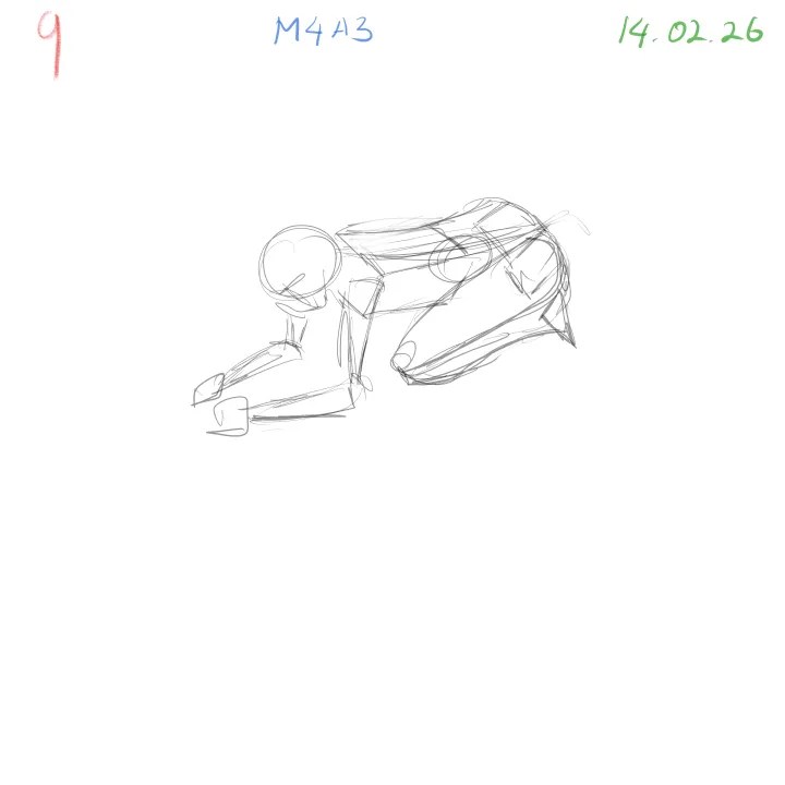 Anatomical gesture study emphasizing dynamic flow and pose structure M4A3 session 9