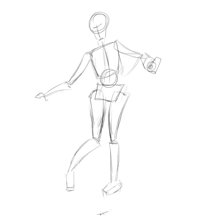 Sketsa karakter tahap bentuk dinamis