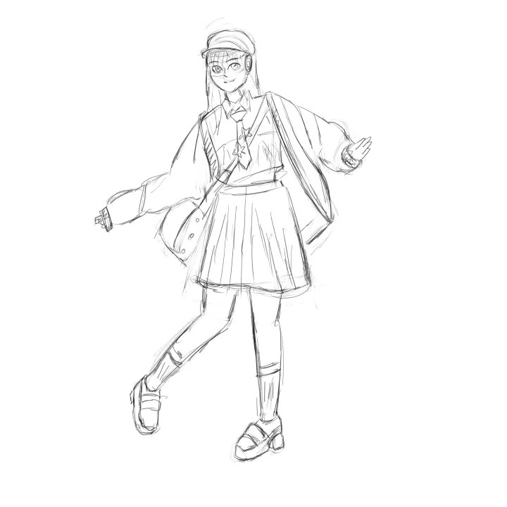 Sketsa karakter tahap detail kasar